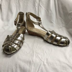 Metallic Isaac Mizrahi Ankle Strap Sandals